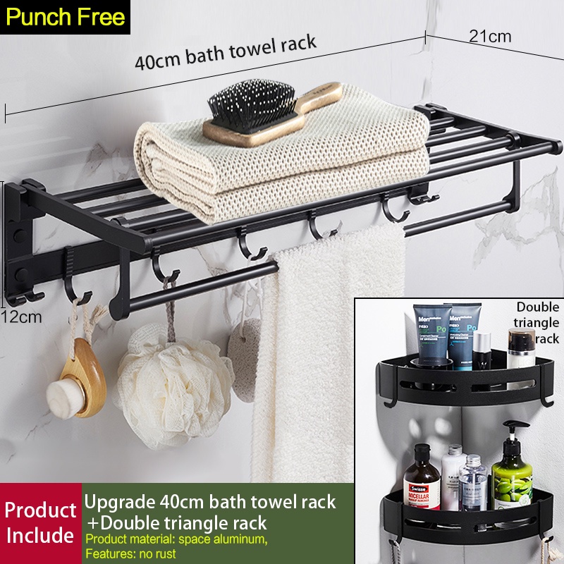 Yun Jie Ya Bathroom Towel Rack Foldable Towel Rack Single Double Bath