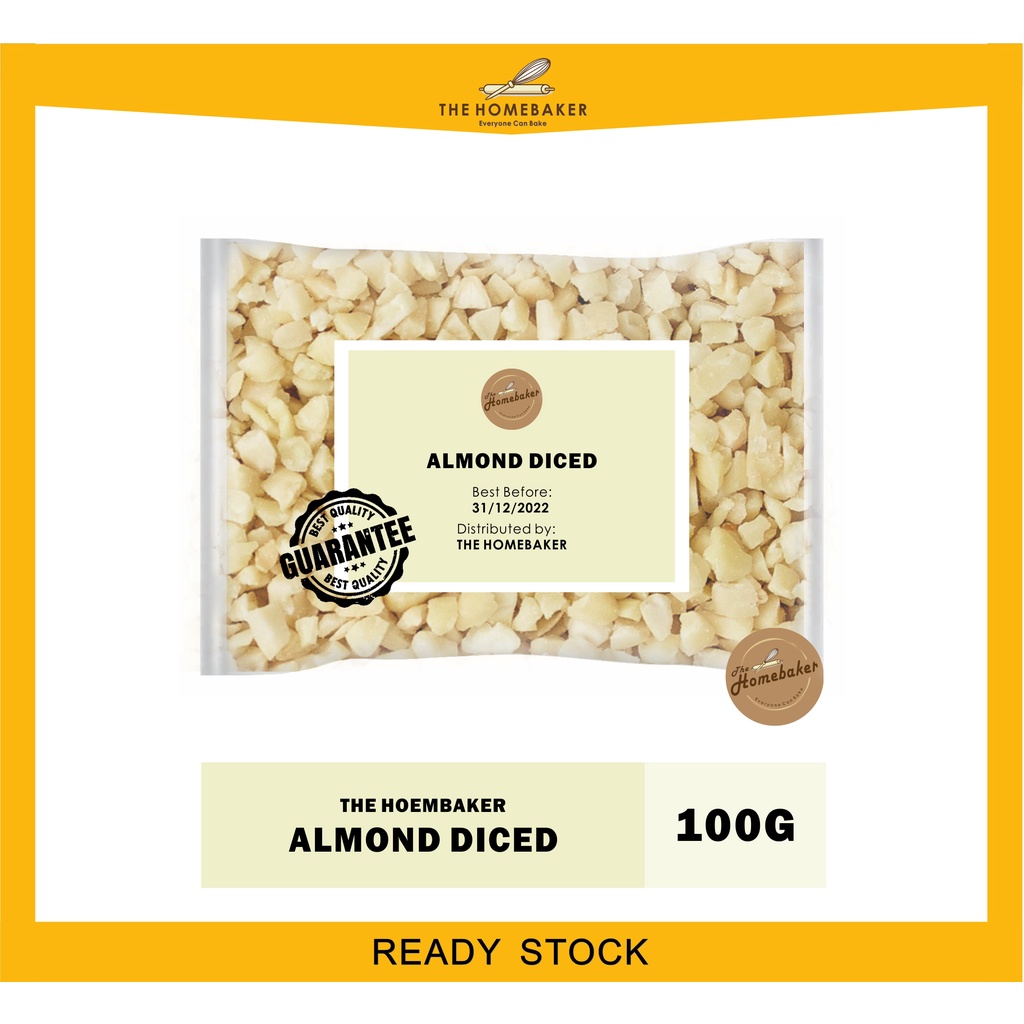 Imported Almond Diced Almond Nibs Badam Cincang Mentah 杏仁丁 100g