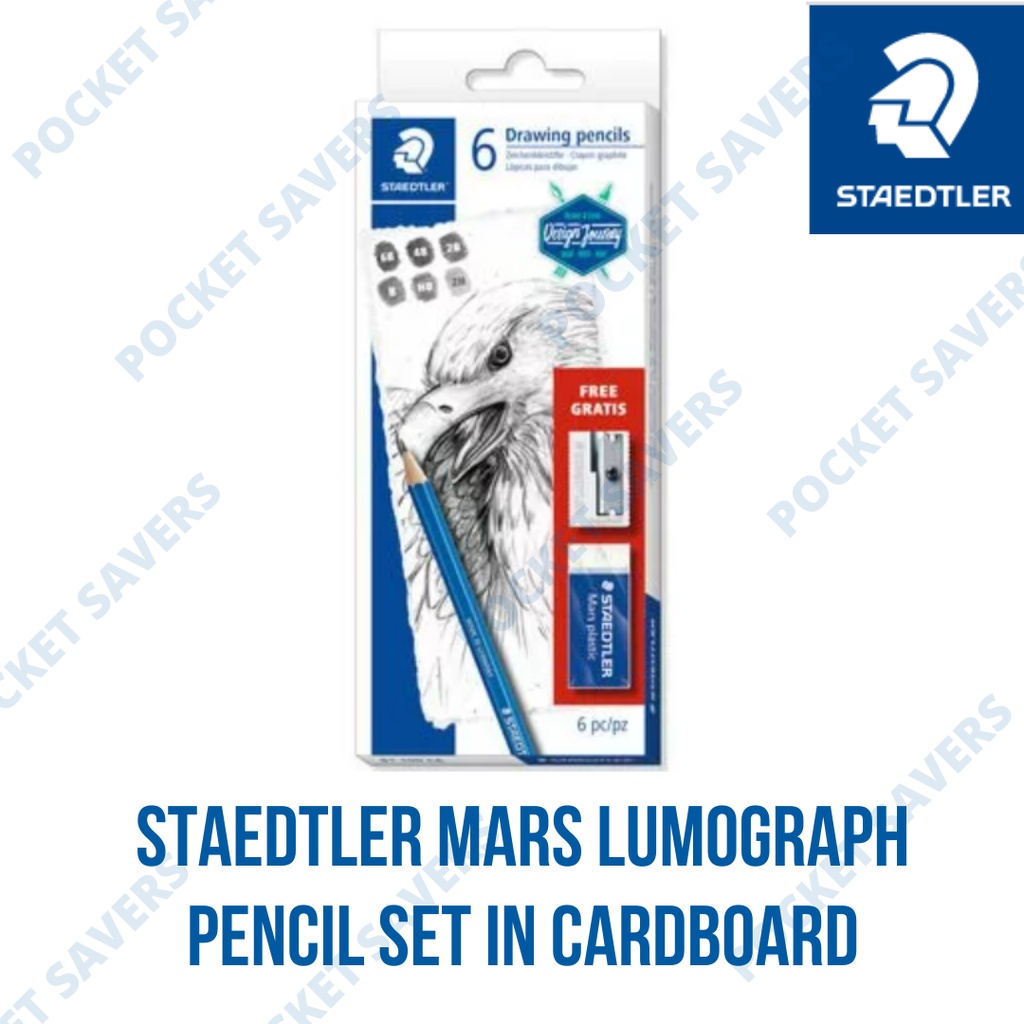 Staedtler Mars Lumograph Pencil Set In Cardboard Box With Eraser