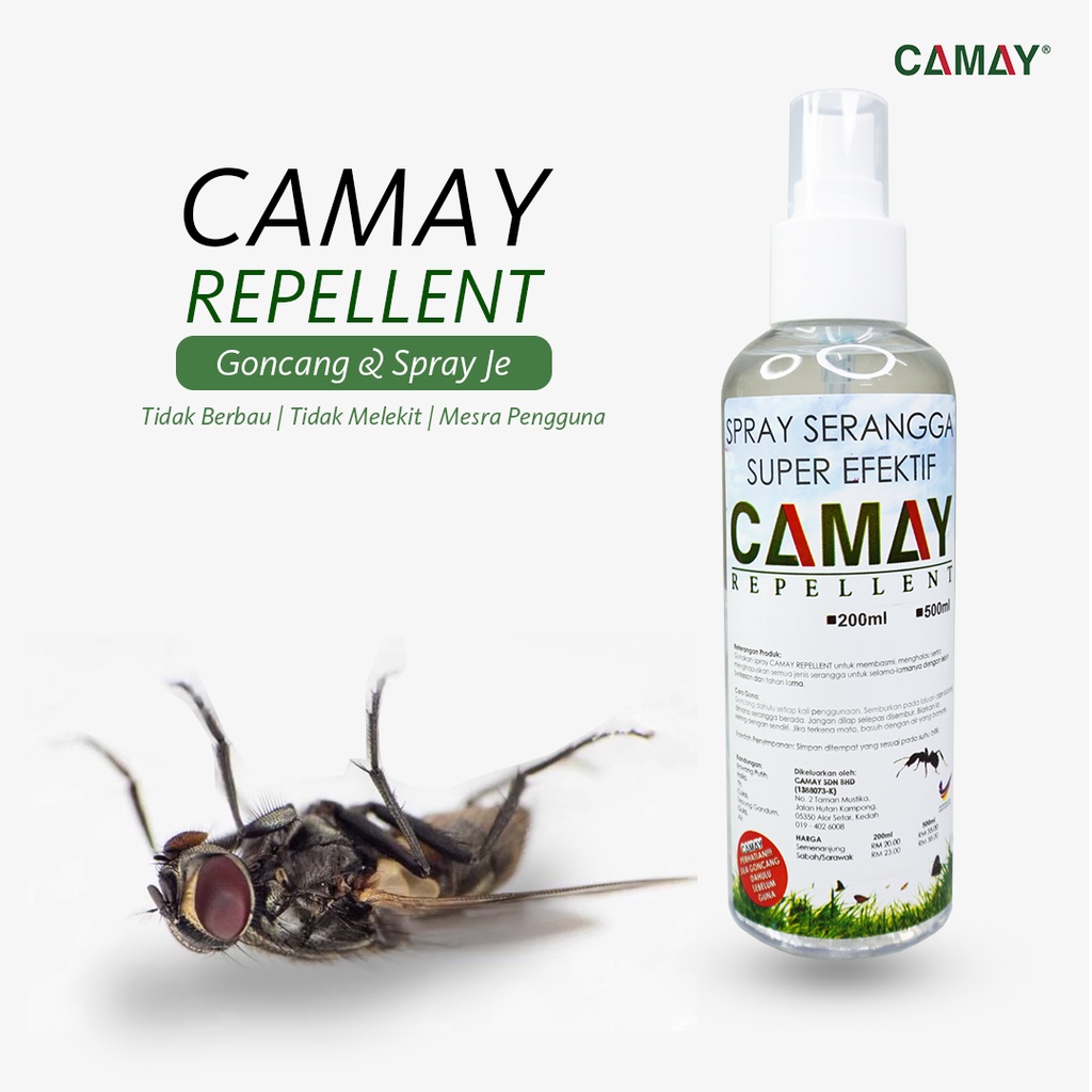 Camay Spray Insect Repellent Kutu Haiwan Semut Lipas Pepijat Lalat