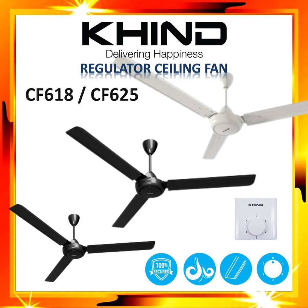 KHIND CF618 618B CF625 Ceiling Fan Black White Brown BN Kipas