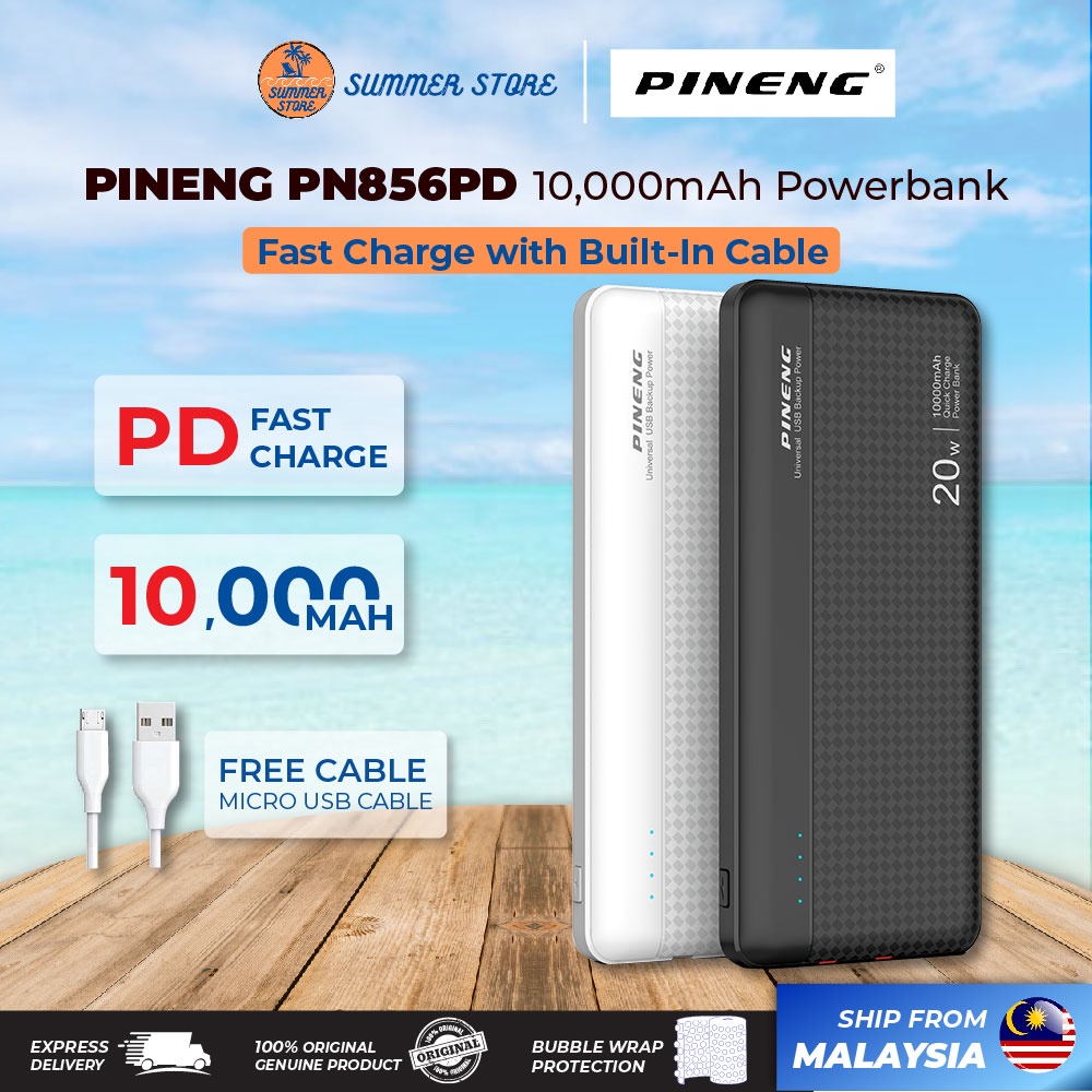 Pineng Powerbank PN 856PD Pn 852PD Built In Cable 20W PD QC 3 0 Quick