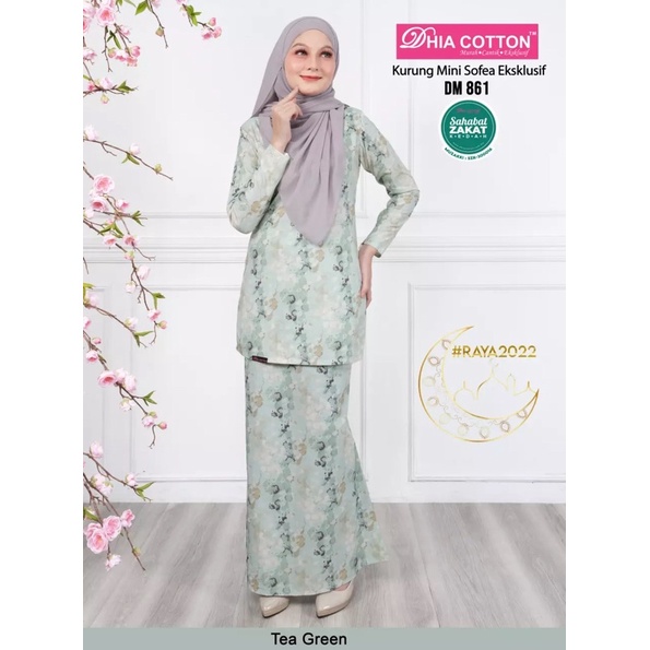 DHIA New Tea Green Sedondon Baju Kurung Modern Riau Kedah