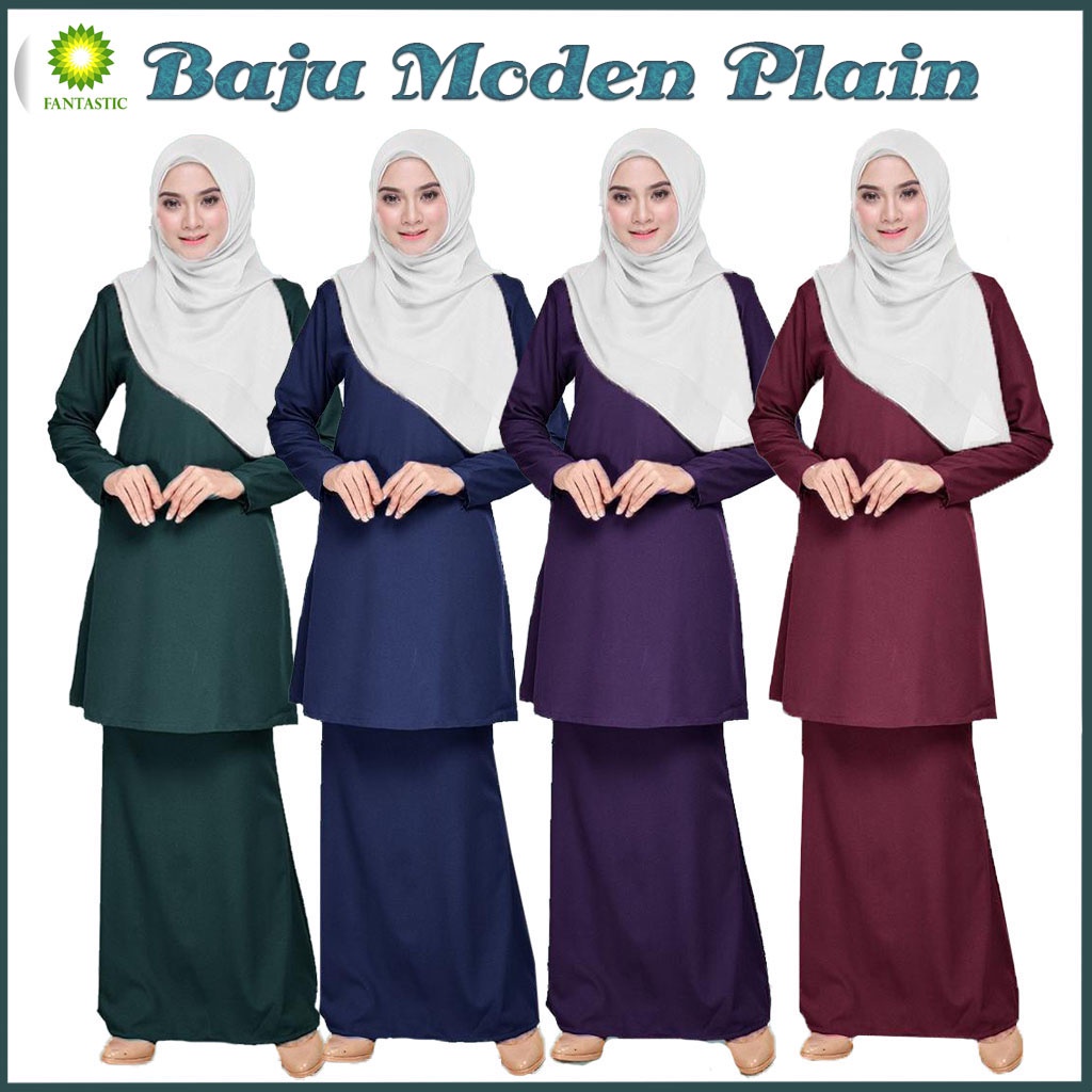 Baju Raya 2024 Viral Baju Kurung Moden Plain Basic Soft Como Crepe