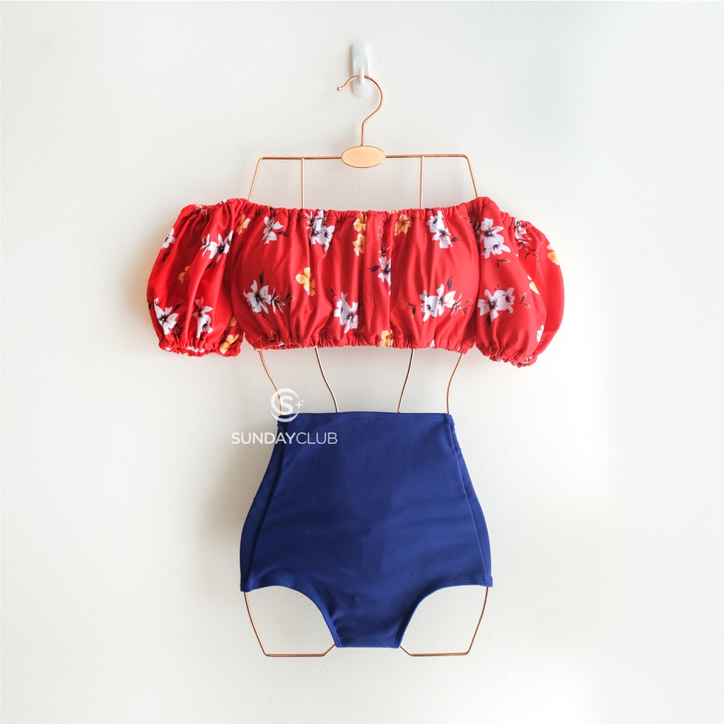 SUNDAYCLUB Myrtle Bikini Off Shoulder Bikini Sabrina Bikini Set Floral