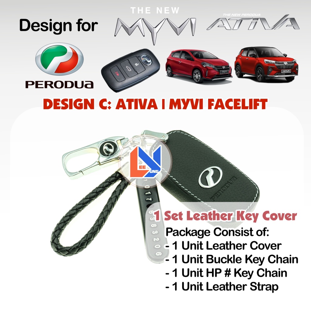 PERODUA MYVI FACELIFT ATIVA Genuine Leather Key Cover Facelift Key