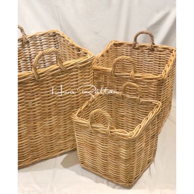 Heavy Duty Rattan Laundry Basket Square Laundry Basket Cloth Storage