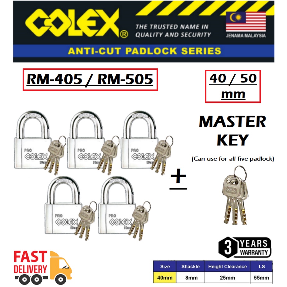 Colex Pcs Anti Cut Series Padlock Kunci Mangga Rumah Heavy Duty Mm