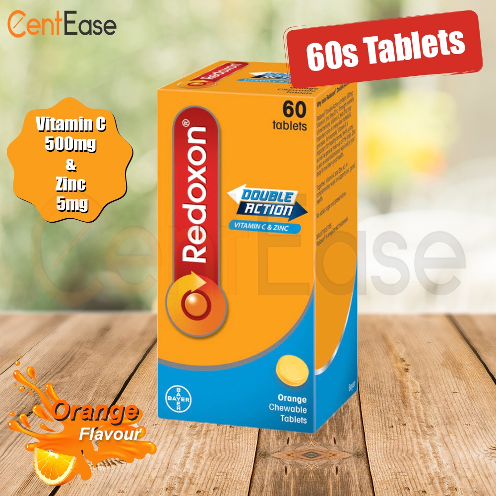 Redoxon Double Action Vitamin C 500mg Zinc 5mg Orange Chewable 60s