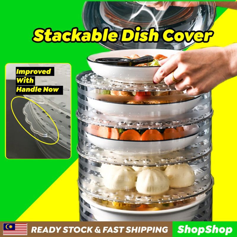 READY STOCK 5 LAYER TRANSPARENT STACKABLE FOOD COVER TUDUNG SALJI