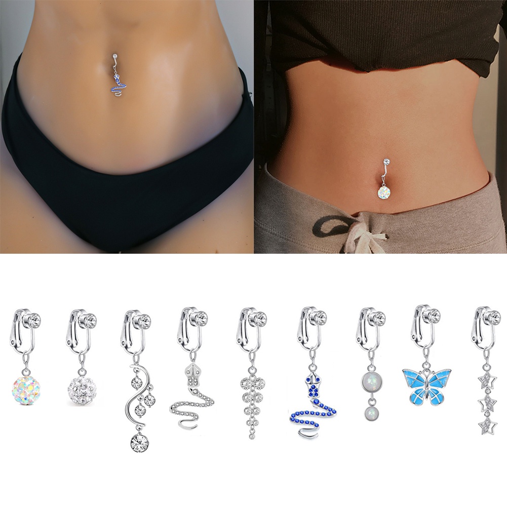 Butterfly Faux Body Piercing Jewelry Sexy Belly Button Rings Snake Fake