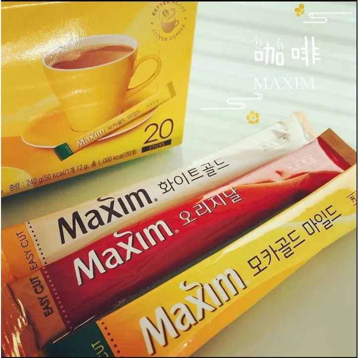 ORIGINAL FROM KOREA HALAL 1 STICKS KOPI KOREA MAXIM COFFEE WHITE GOLD