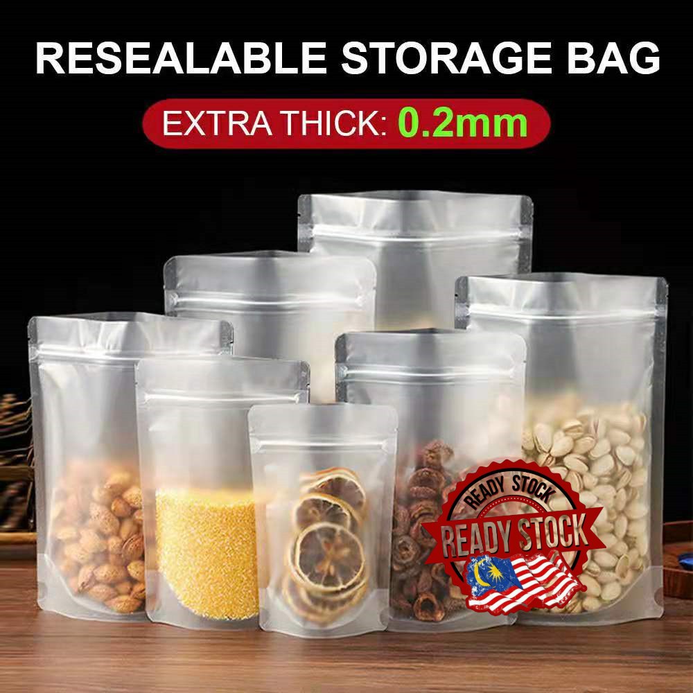 Food Grade Plastic Bag Ziplock Matte Translucent 50Pcs Zipper Zip Lock