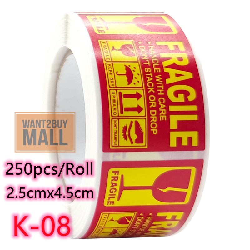 Pcs Roll Fragile Sticker Pos Laju Courier Handle With Care Do