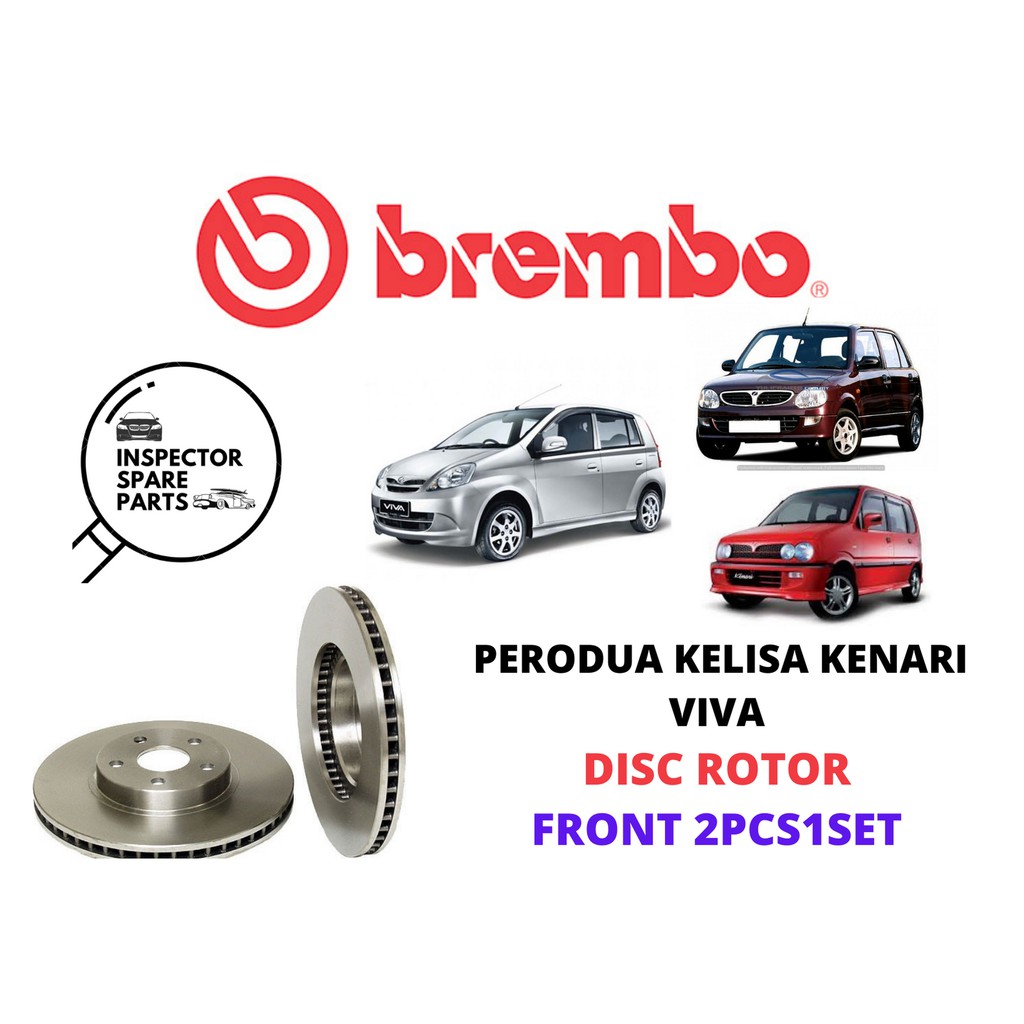 2PCS1SET 100 BREMBO PERODUA KELISA KENARI VIVA FRONT DISC ROTOR 08