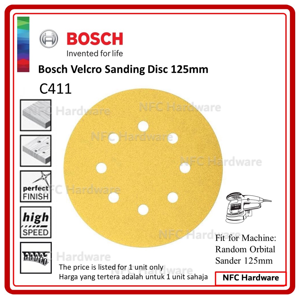 Bosch Velcro Sandpaper Mm Hole C Shopee Malaysia