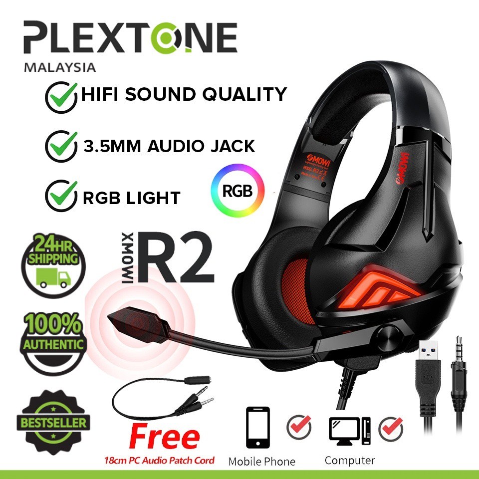 Plextone Xmowi R Gaming Headphones Noise Cancelling Headset With Mic