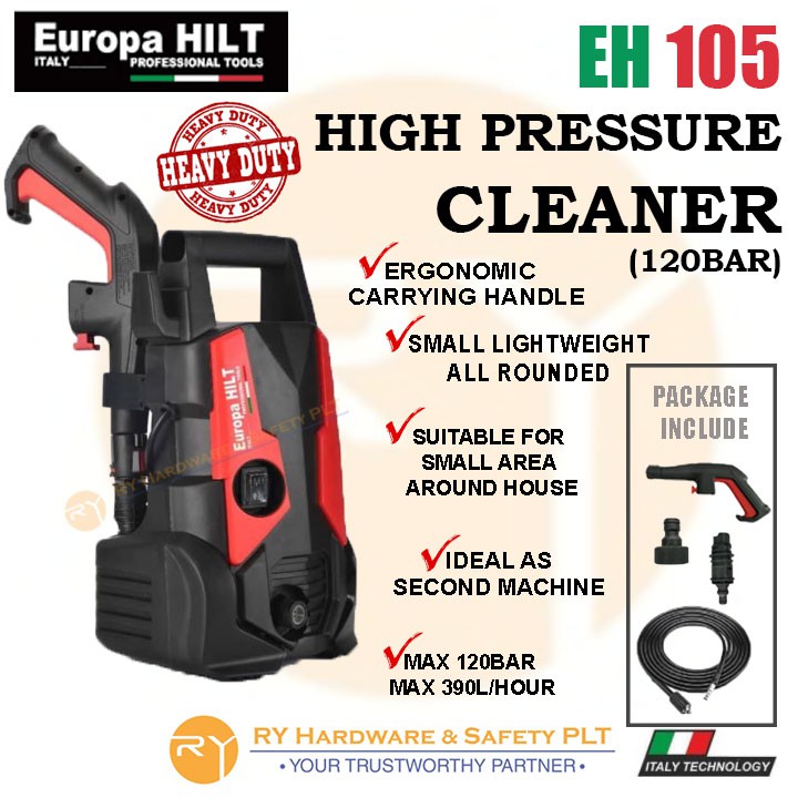 Europa HILT EH105 120 BAR MAX High Pressure Washer Cleaner 1300W Water