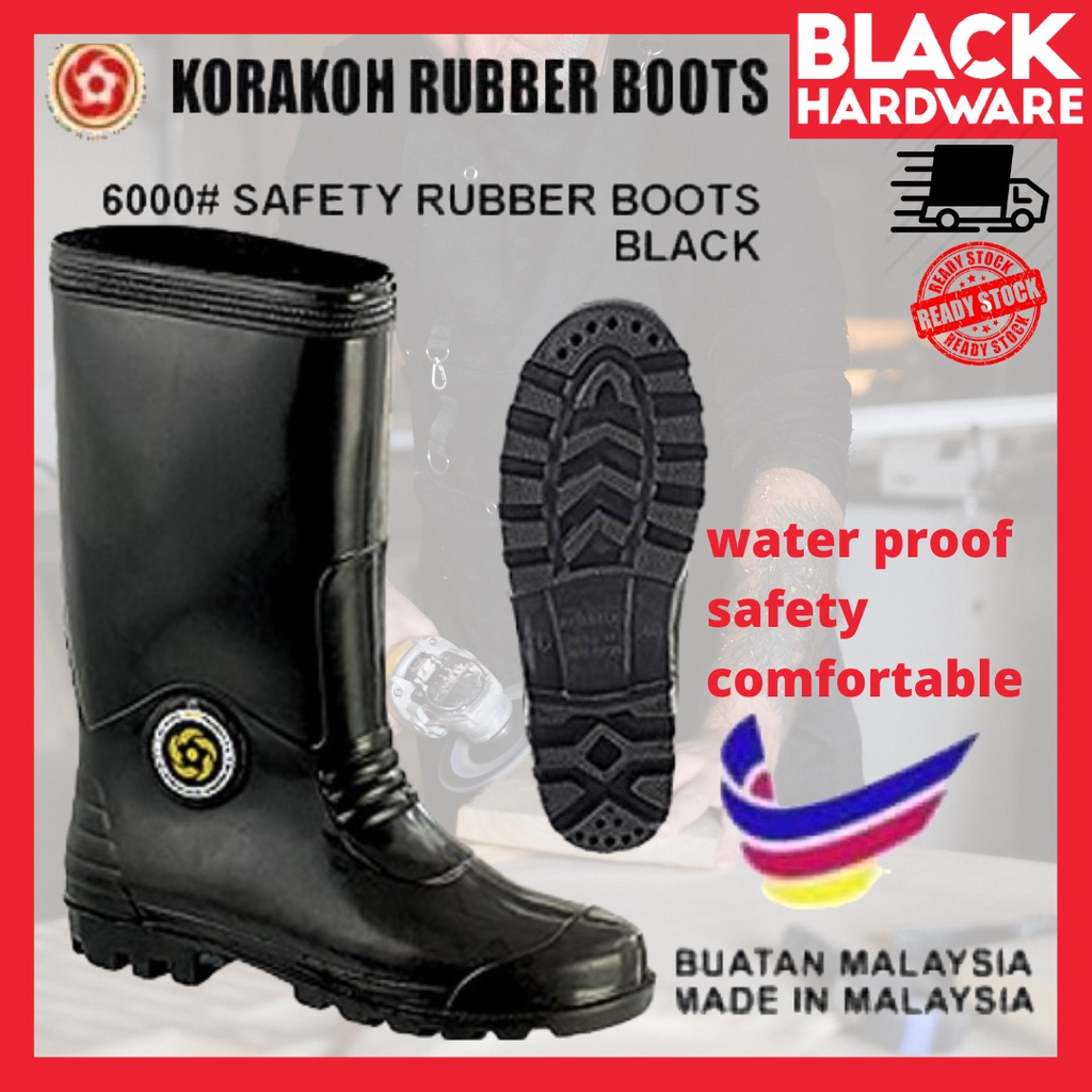 Black Hardware Korakoh Rubber Boot Rain Boots Waterproof Safety