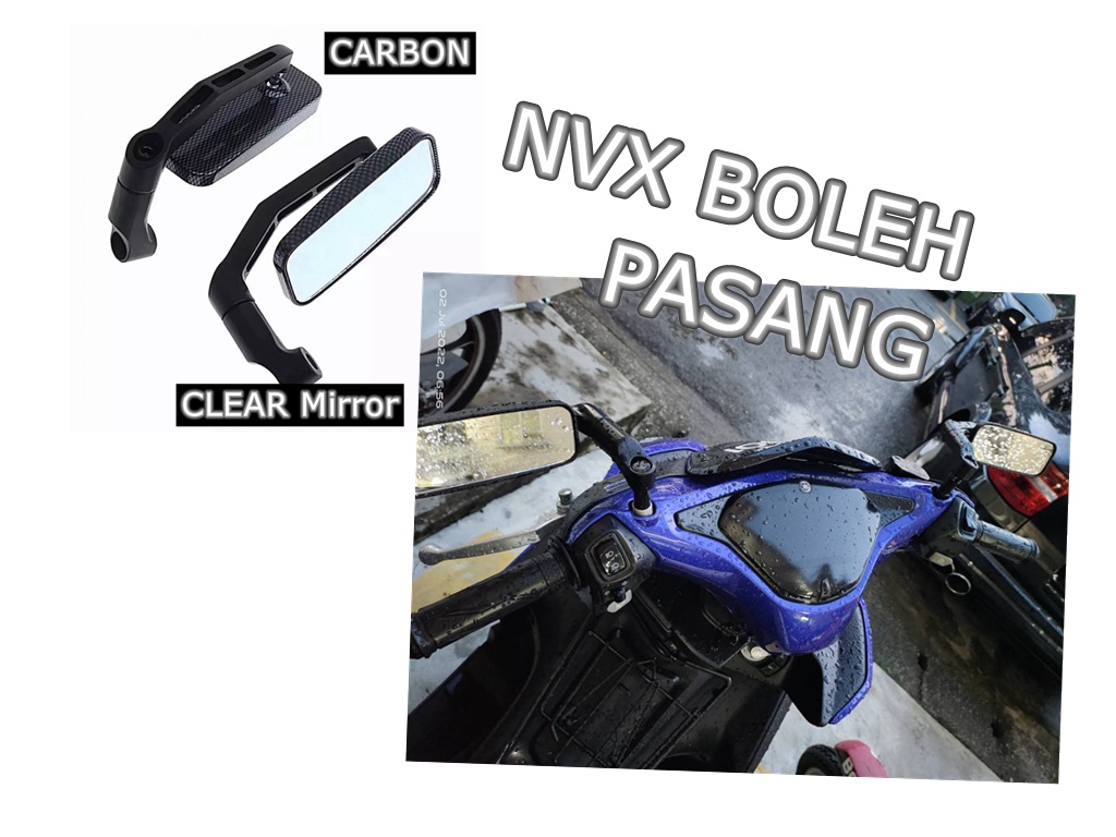 Side Mirror Alloy Segi Empat Lipat Universal NVX NMAX Ex5 Wave Y15zr