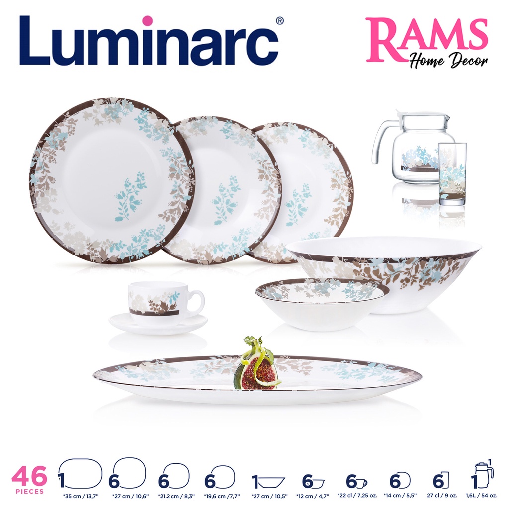 Luminarc 46 Pcs Tempered Glass Dinner Set Set Pinggan Makan Luminarc