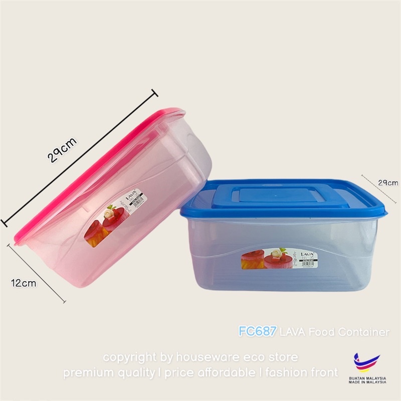 Lava Plastic Food Storage Container Lunch Box Bpa Free Bekas Makanan