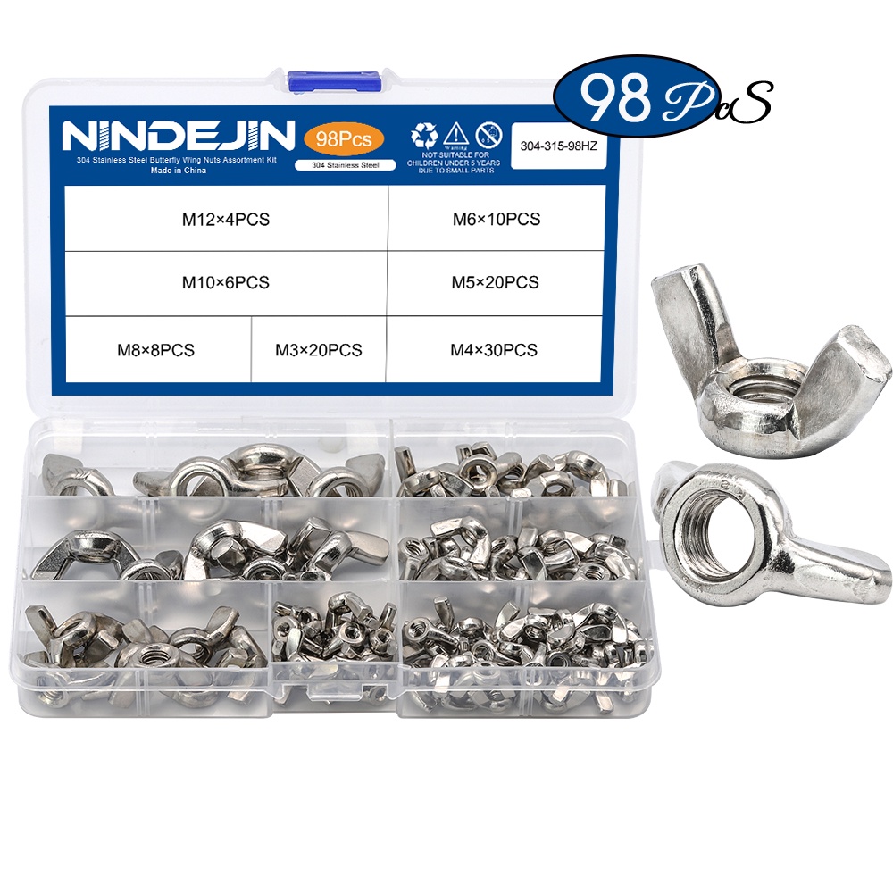 Nindejin Pcs Wing Nut Set Stainless Steel M M M M M M M