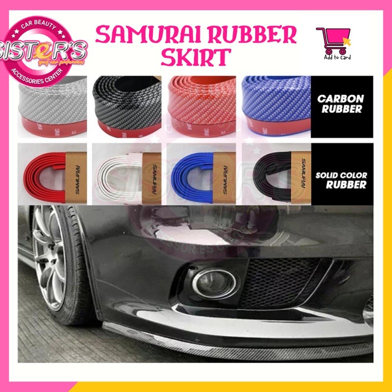 SAMURAI Rubber Skirt Carbon Black Red Blue 3M Car Front Lip Bumper