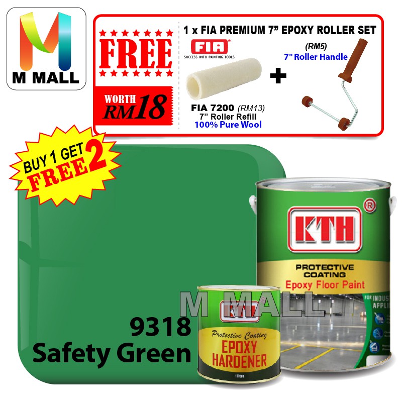 5L KTH Paint Protective Coating Epoxy Safety Green 9318 Free