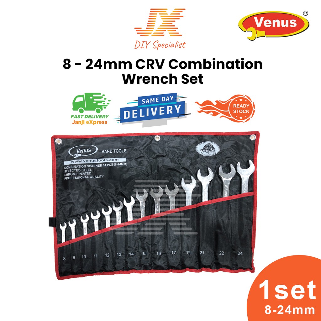 VENUS Spanar Set 8 24mm Combination Wrench Spanner Set Tools Set 14 PCS