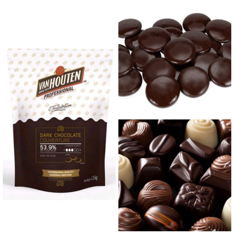 Van Houten Dark Chocolate Couverture Coins 53 9 1 5KG 黑巧克力粒