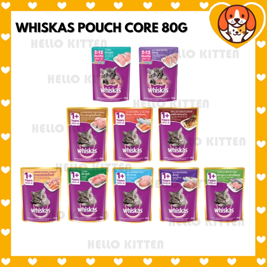 HK Whiskas Pouch Adult Kitten Junior 2 12 Months 1 Year 7 Years Cat