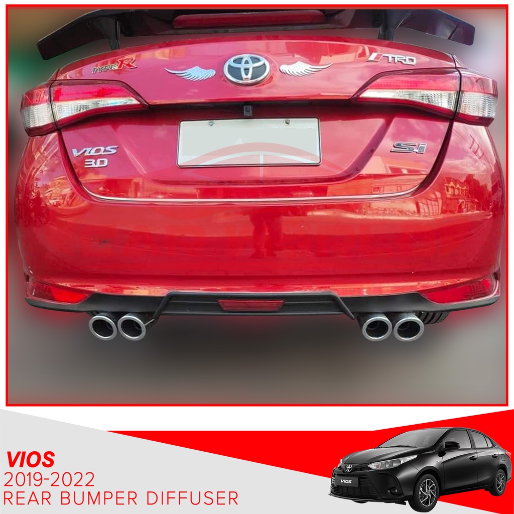 Toyota Vios 2019 2024 Rear Bumper Diffuser CHROME MATT BLACK