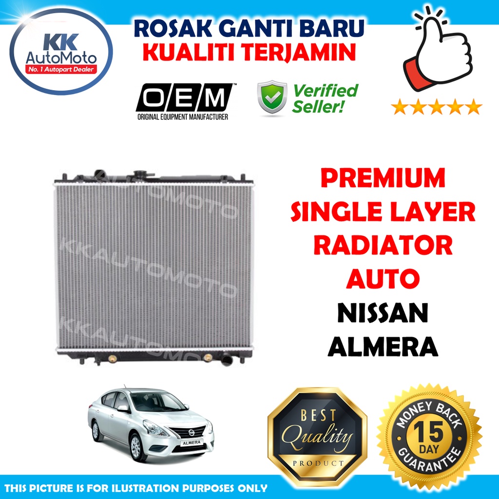 Nissan Almera Premium OEM Single Layer Radiator Tangki Air Coolant 16mm