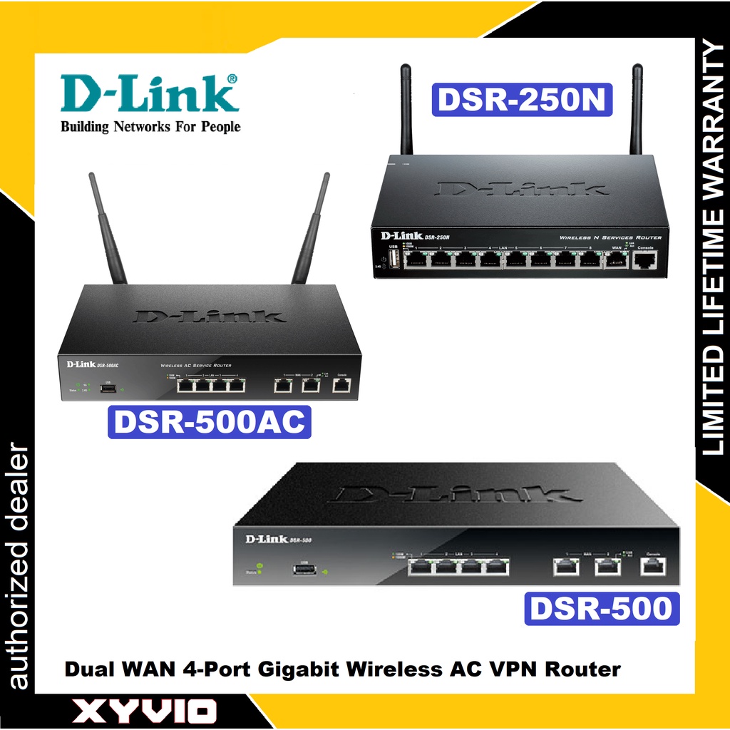 D LINK DSR 250N DSR 500 DSR 500AC Dual WAN 4 Port Gigabit Wireless