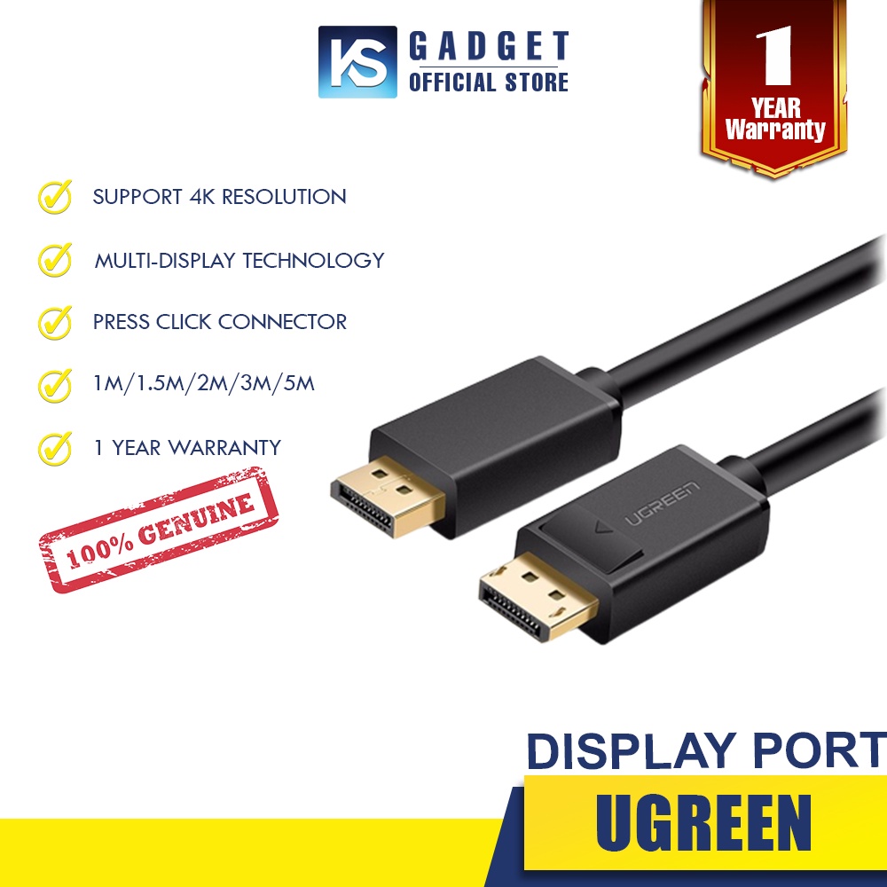 READY STOCK IN MALAYSIA Ugreen DisplayPort Cable Support 3D And 4K