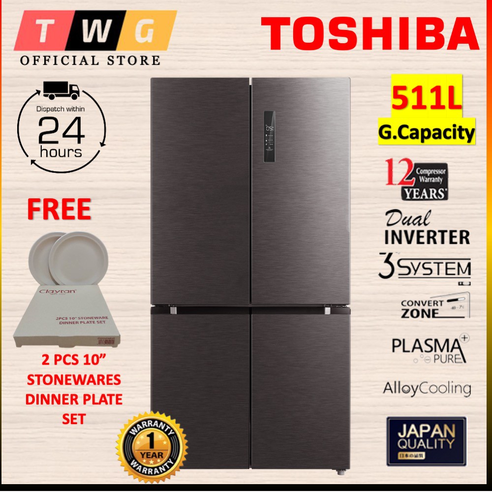 Free Shipping Gift Toshiba Multi Door Dual Inverter Refrigerator