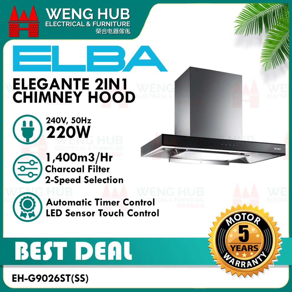 Elba Elegante Chimney Hood EH G9026ST SS Shopee Malaysia