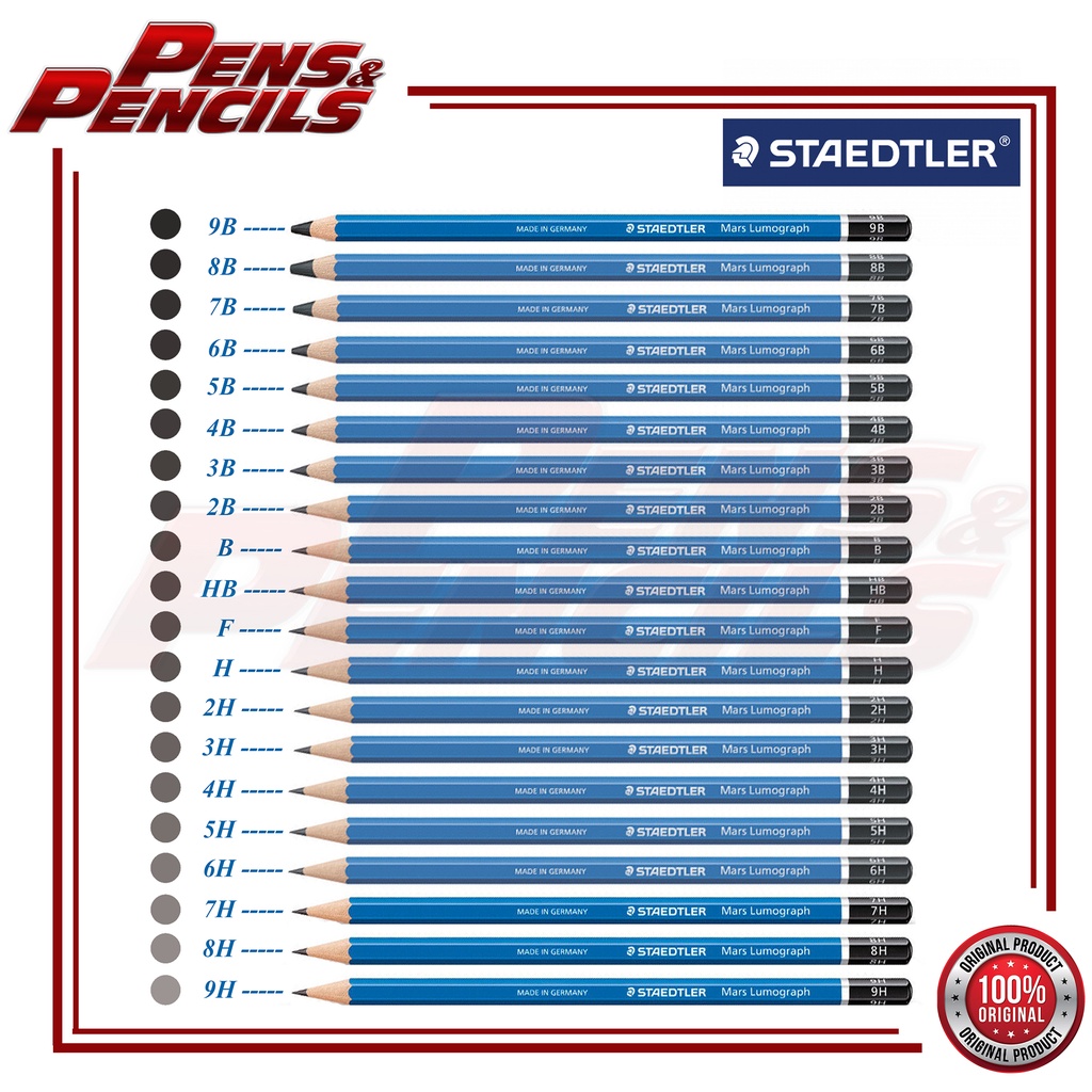 STAEDTLER Mars Lumograph Pencils 100 Drawing Writing Sketching Art