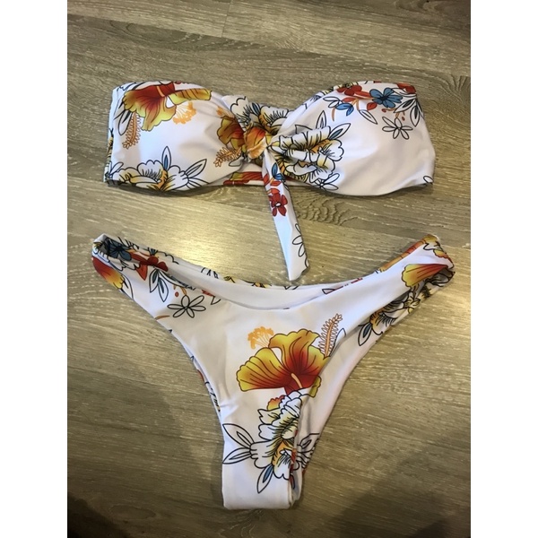 White Bikini Flower Pattern New Beautiful Shopee Malaysia