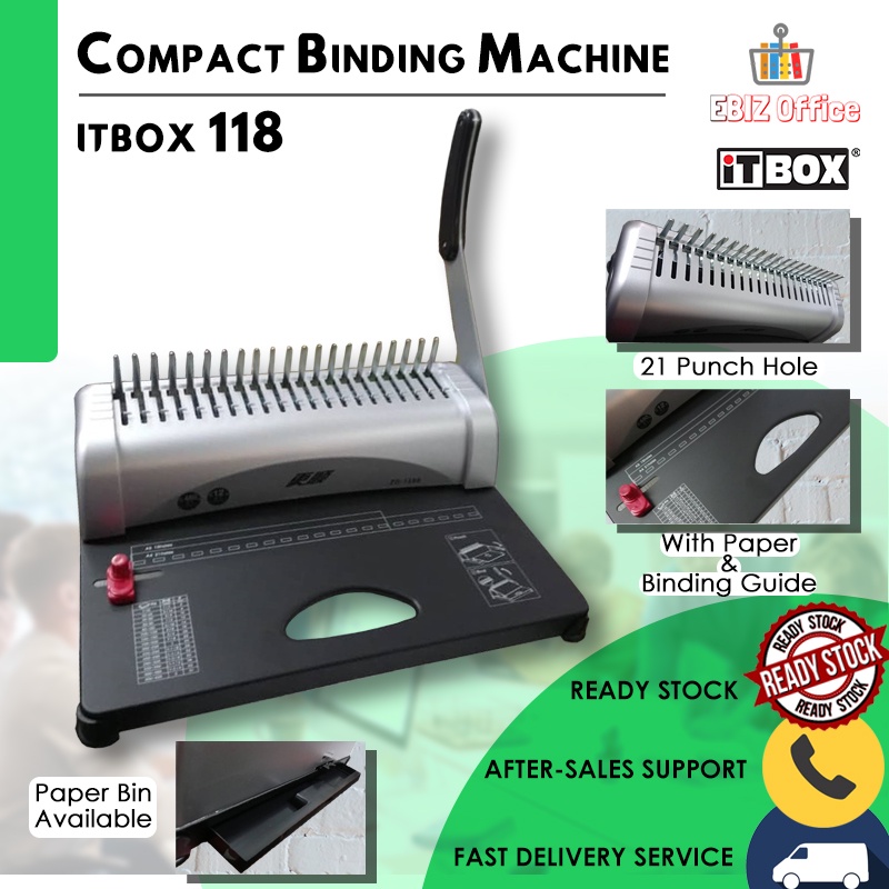 ITBOX Comb Binding Machine 118 Heavy Duty Comb Binder A4 Paper