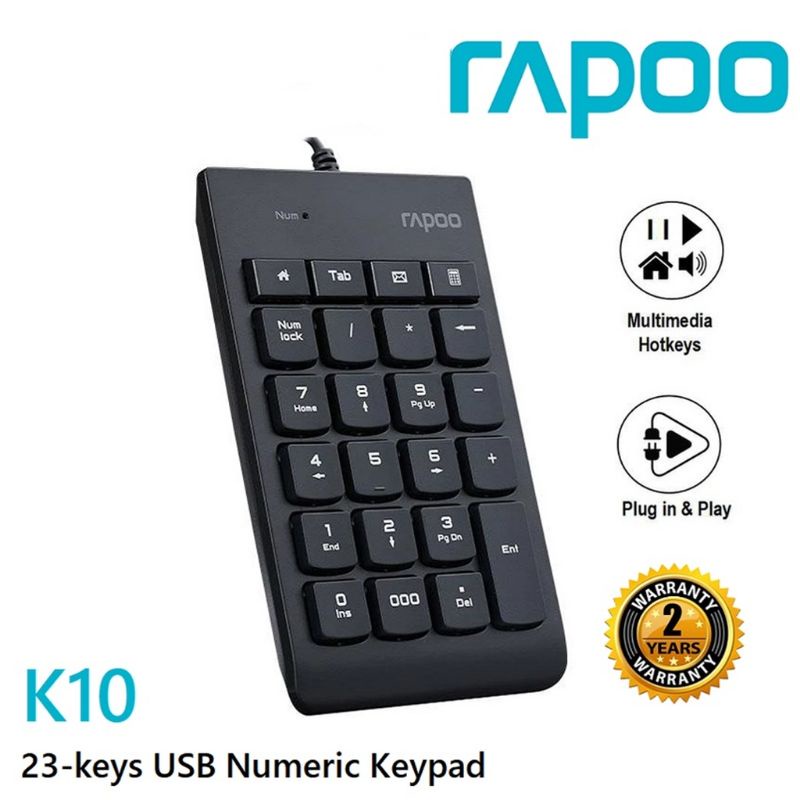 Rapoo K Keys Compact Wired Numeric Keypad Usb Number Pad Shopee