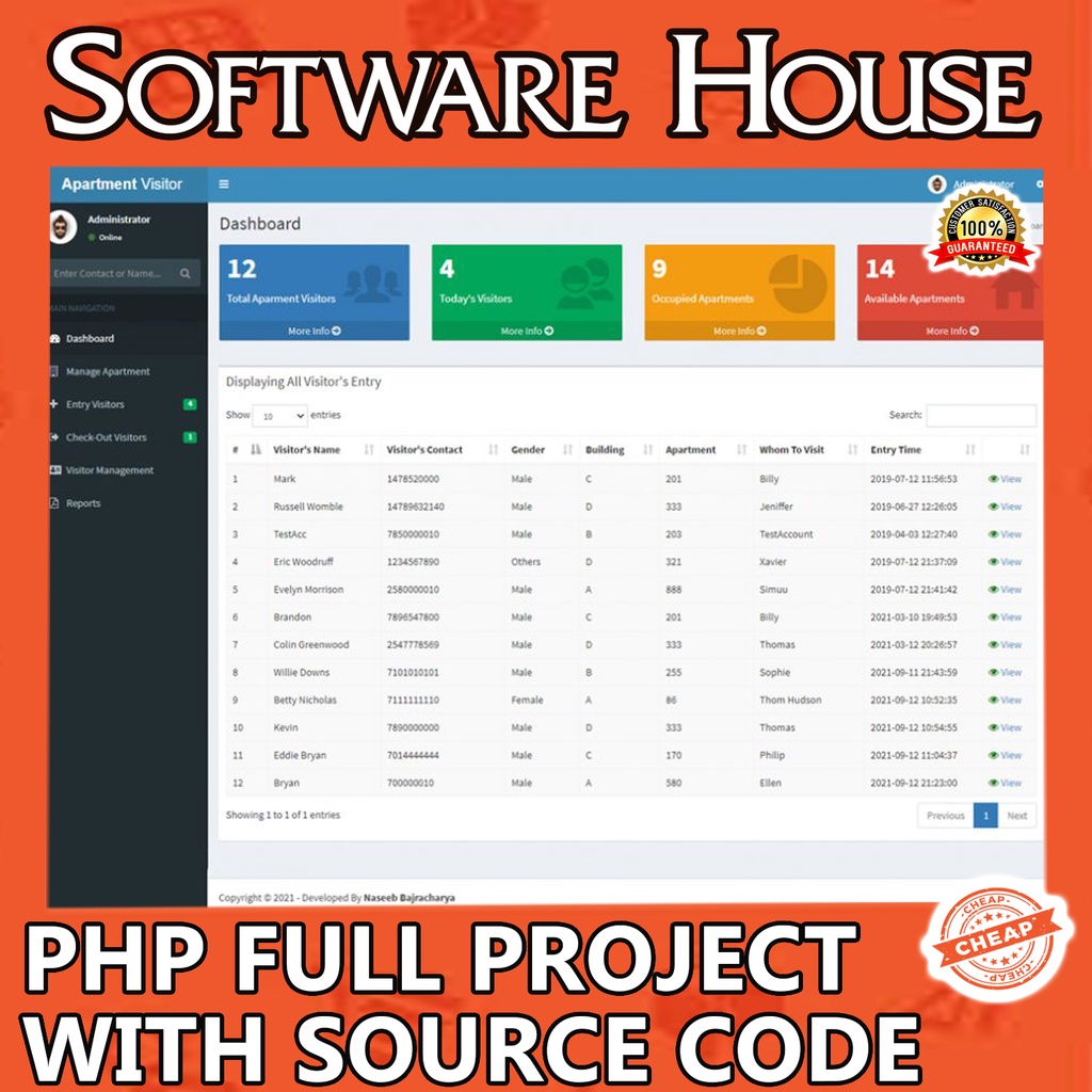 Apartment Visitor Management System Full Php Project With Source Code