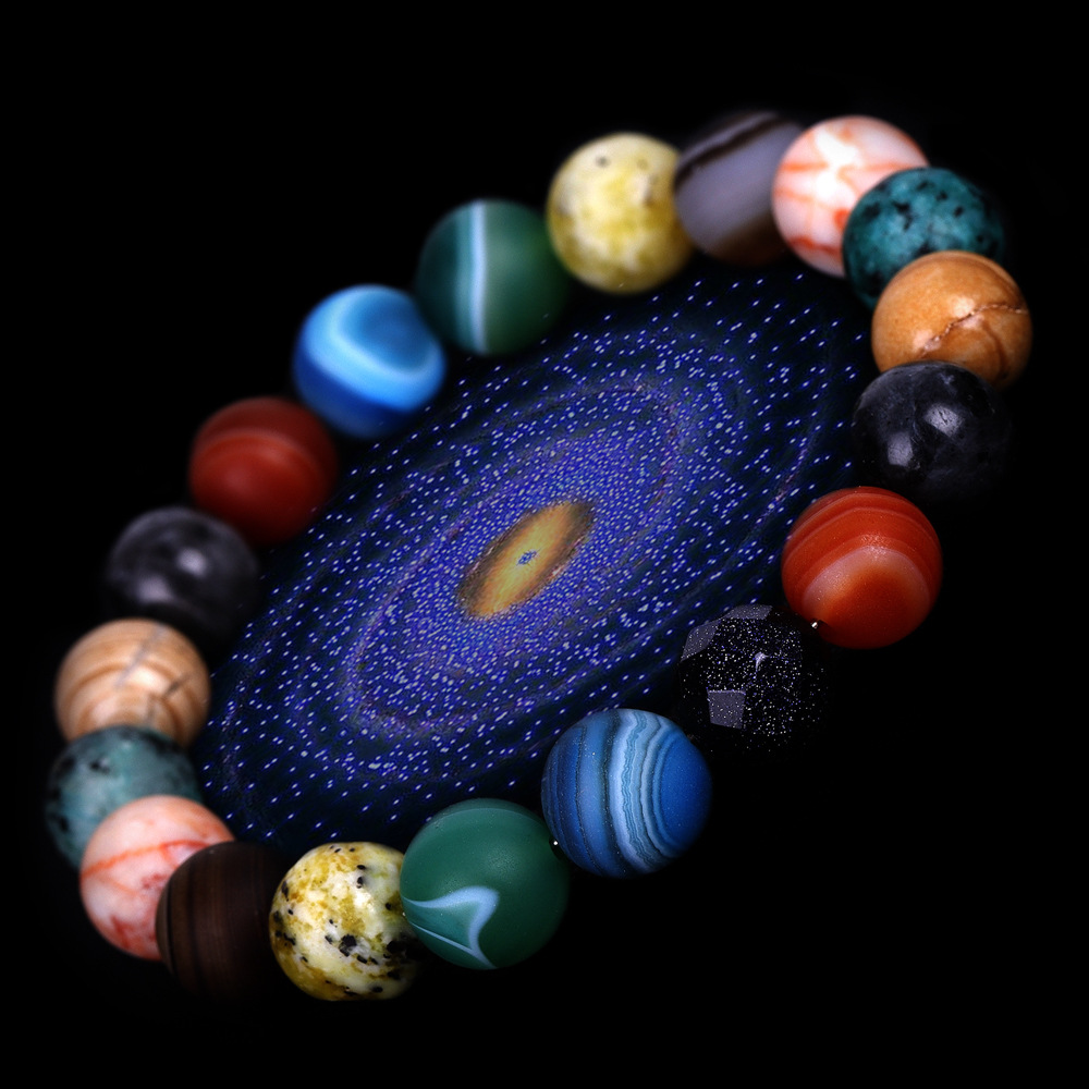 Eight Planets Bead Bracelet Men Natural Stone Universe Yoga Solar