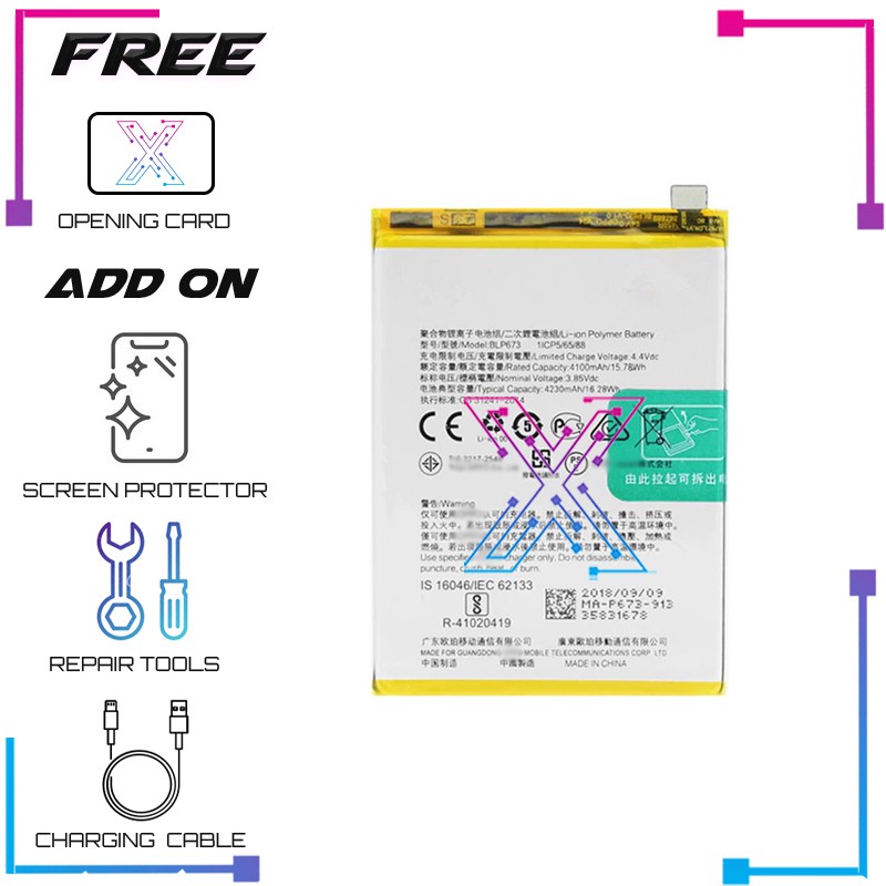 Battery Bateri BLP673 For REALME C1 REALME 2 OPPO A7 CPH1901 A3S