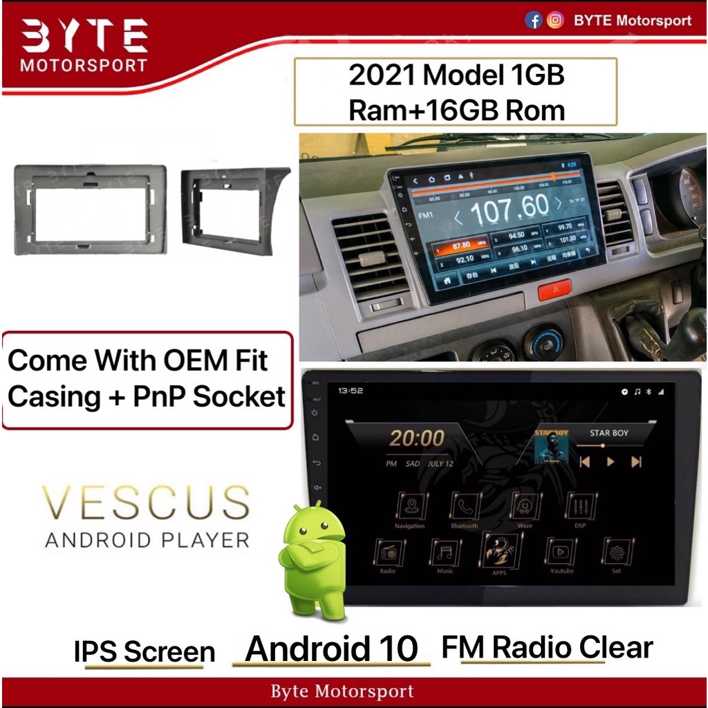 Android Player Casing 10 Toyota Hiace 2005 2018 Shopee Malaysia