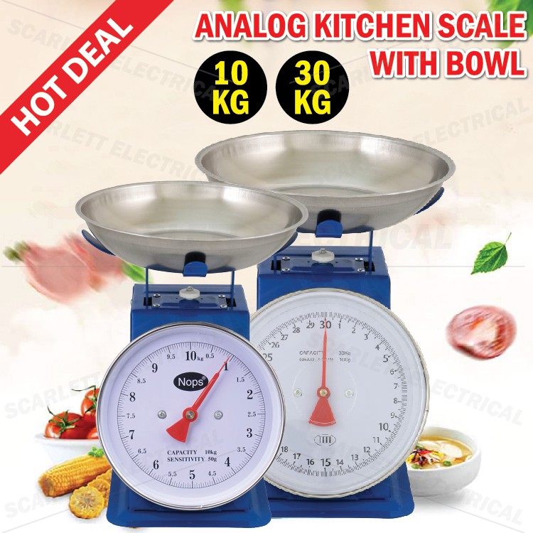 Kitchen Scale 10 30kg Measuring Analog Scale Spring Balance With Bowl