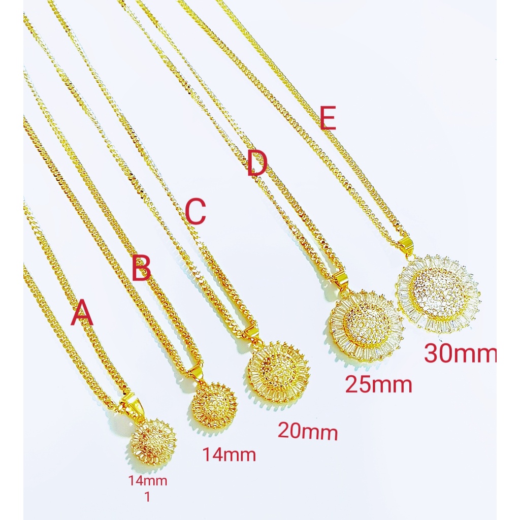 Rantai Leher Loket Bunga Matahari Emas Bangkok Necklace Gold Plated