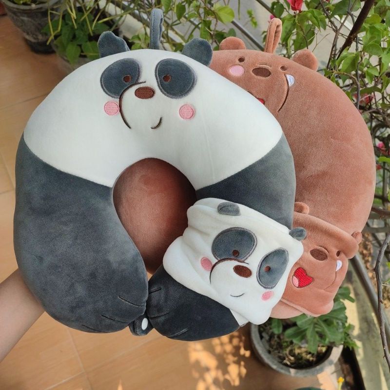 Mata Miniso We Bare Bears U Shaped Pillow With Eyemask Wbb Neck Pillow