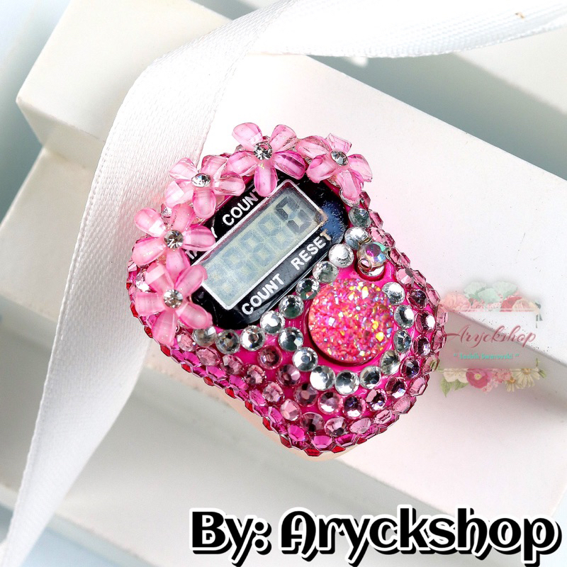 Pink Gradation Color Stacking SAKURA Digital Tasbih Non Led Swarovski